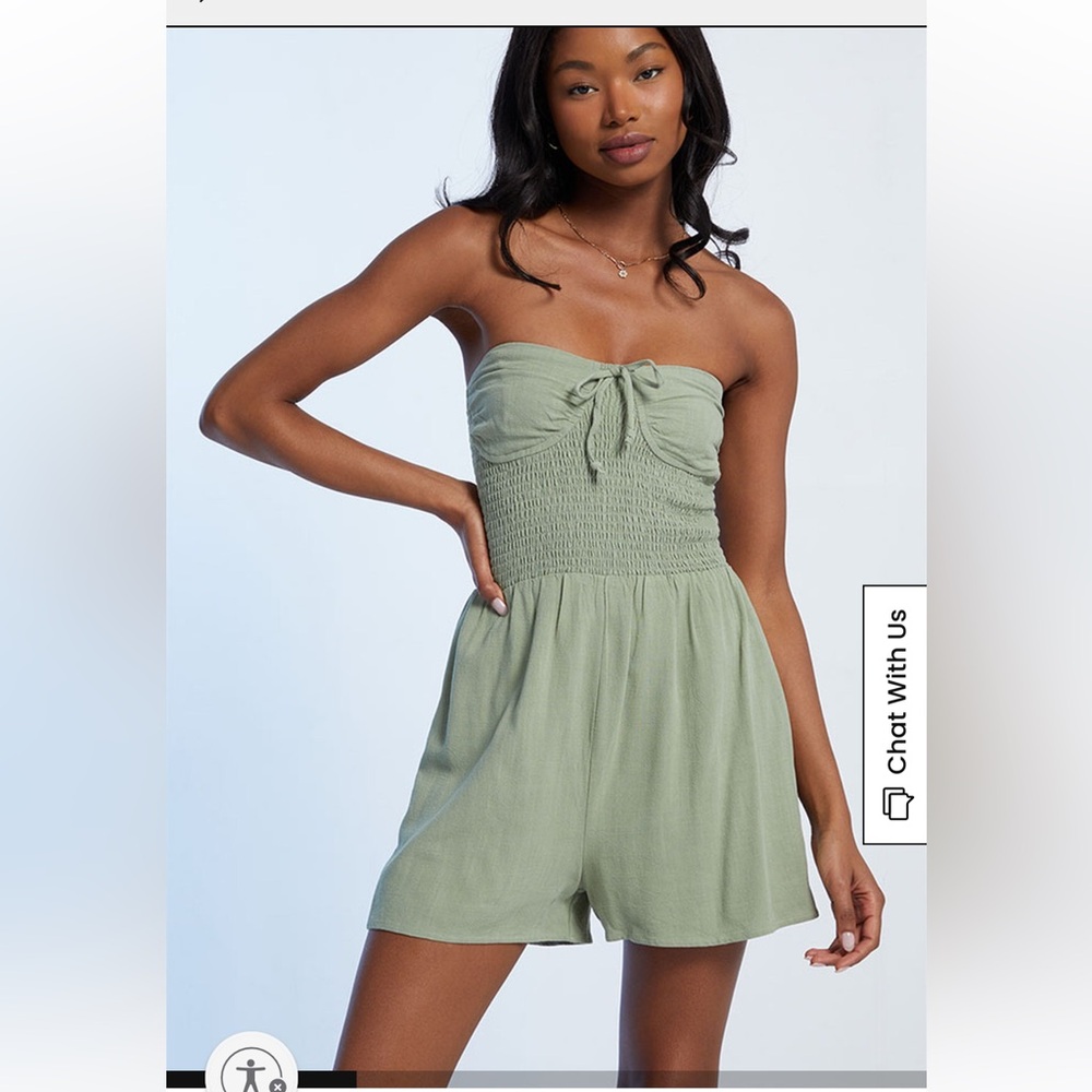 LA Hearts Strapless Smocked Bodice Romper size L